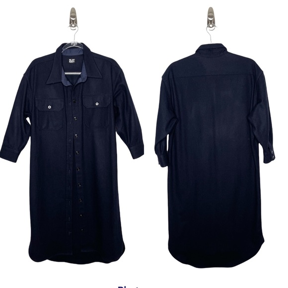 NLST Navy | Wool Blend Shirt Dress in Midnight Navy - Picture 1 of 6